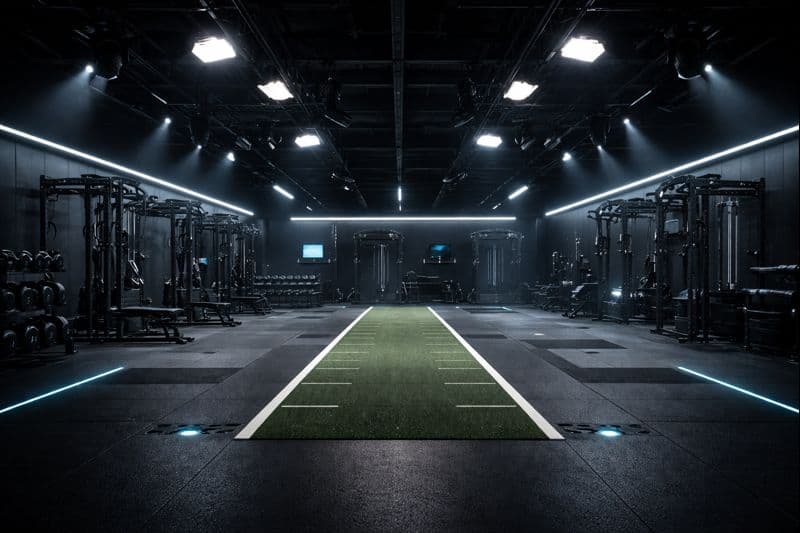 Ambiente de performance com iluminacao controlada