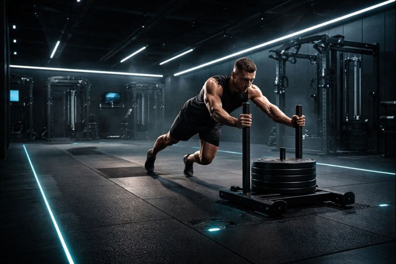 Atleta treinando em ambiente de alta performance